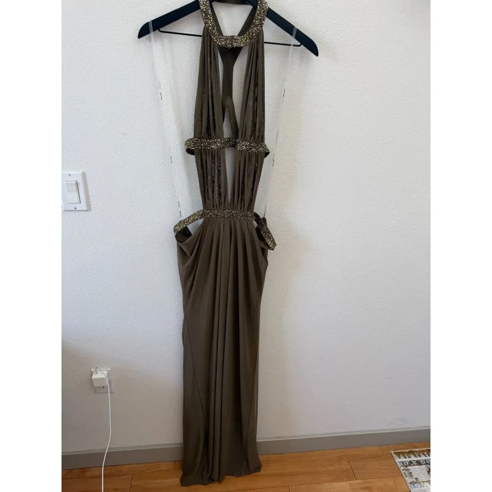 Jaded London 6AM Cut Out Maxi Dress in Moss US 4 new condition - Picture 4 of 13